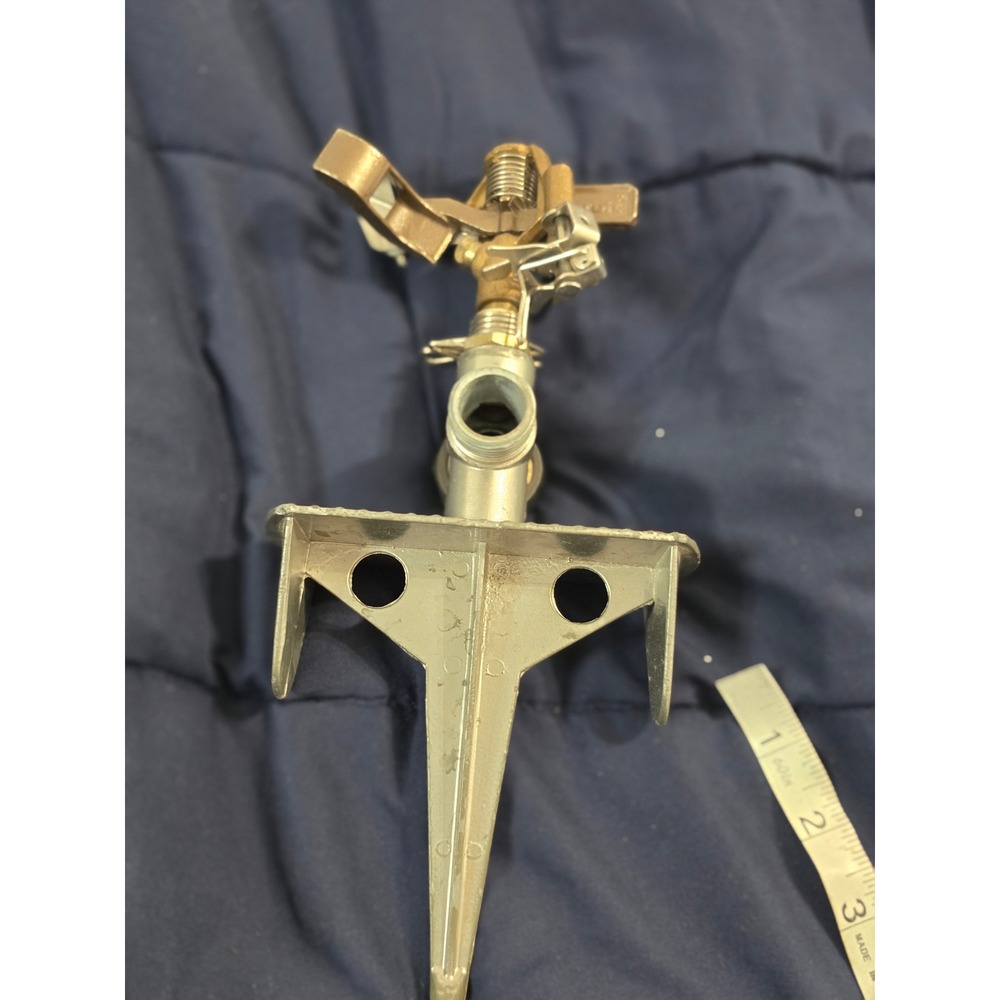 Orbit Brass Impact Sprinkler with Zinc Step-In Spike Base Heavy Duty Lawn Care